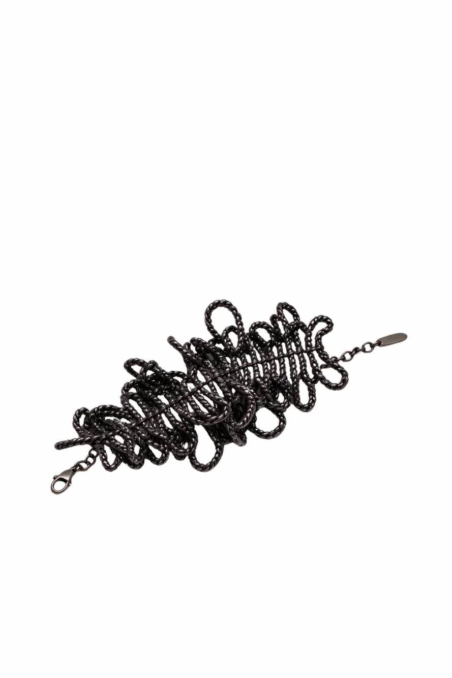 NEW BRUNELLO CUCINELLI women's hematite adjustable length bracelet in silver